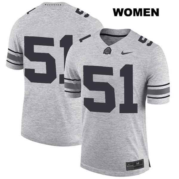 Ohio State Buckeyes Women's Antwuan Jackson #51 Gray Authentic Nike No Name College NCAA Stitched Football Jersey MY19K12PD